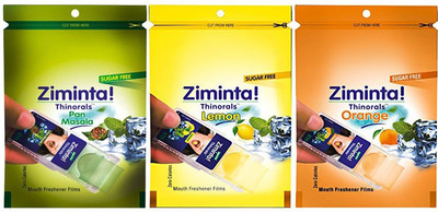 

Ziminta Orange, Pan and Lemon Flavoured Mouth Freshener Easily Soluble Digestive Dispensable Strip (Pack of 3) - Each Pack Contain 30 Strip(30 g)