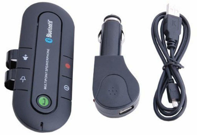 Meraki Wonder v3.0 Car Bluetooth Device with USB Cable, Transmitter, Car Charger(Black)