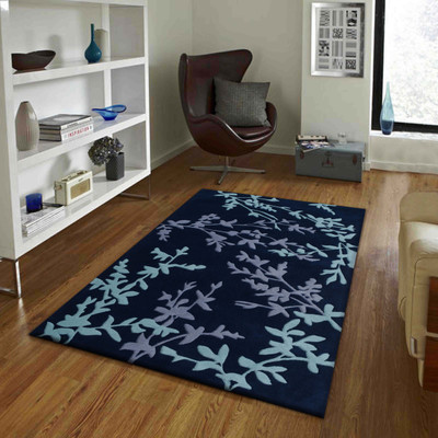 PRESTO Blue Wool Area Rug(3 ft,  X 5 ft, Rectangle)