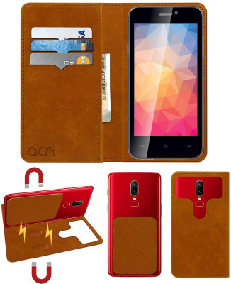 ACM Flip Cover for Iball Andi 4.5 Ripple(Gold, Cases with Holder, Pack of: 1)