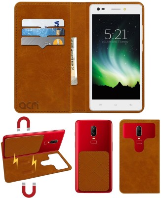 ACM Flip Cover for Lava Pixel V2(Gold, Cases with Holder, Pack of: 1)