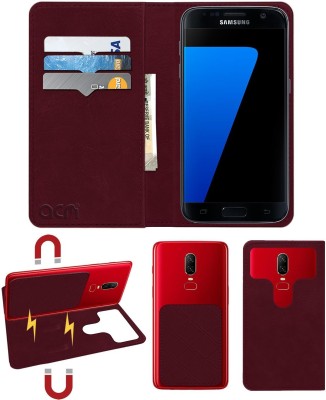 ACM Flip Cover for Samsung Galaxy S7(Maroon, Cases with Holder, Pack of: 1)