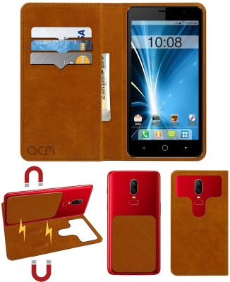 ACM Flip Cover for Intex Aqua Star L(Gold, Cases with Holder, Pack of: 1)