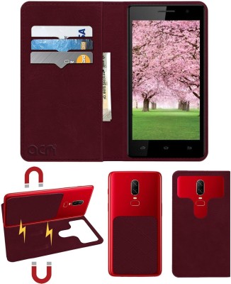 ACM Flip Cover for Intex Aqua Desire Hd(Maroon, Cases with Holder, Pack of: 1)