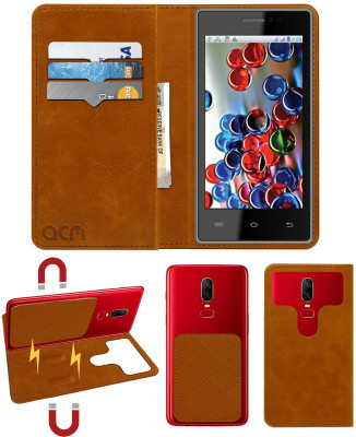 ACM Flip Cover for Intex Cloud Y17(Gold, Cases with Holder, Pack of: 1)