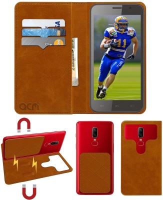 ACM Flip Cover for Celkon Signature Two A500(Gold, Cases with Holder, Pack of: 1)