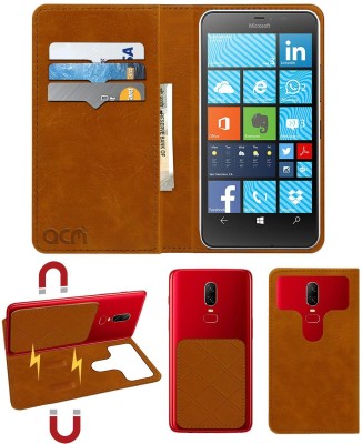 ACM Flip Cover for Microsoft Lumia 640 Lte(Gold, Cases with Holder, Pack of: 1)