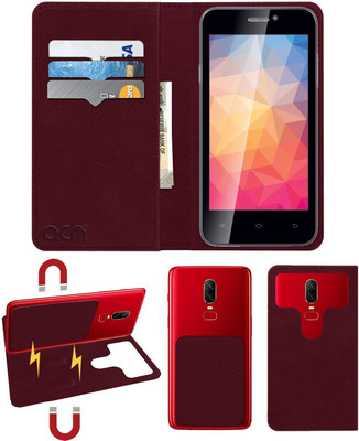 ACM Flip Cover for Iball Andi 4.5 Ripple(Maroon, Cases with Holder, Pack of: 1)