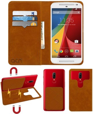 ACM Flip Cover for Motorola Moto G 2nd Gen 2014(Gold, Cases with Holder, Pack of: 1)