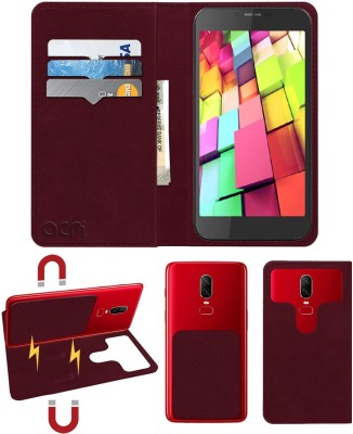 ACM Flip Cover for Intex Cloud 4g Star(Maroon, Cases with Holder, Pack of: 1)