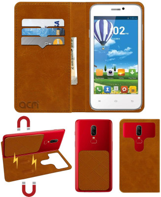 ACM Flip Cover for Iball Andi 4.5 Ripple 3g(Gold, Cases with Holder, Pack of: 1)