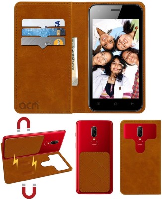 ACM Flip Cover for Celkon A66(Gold, Cases with Holder, Pack of: 1)