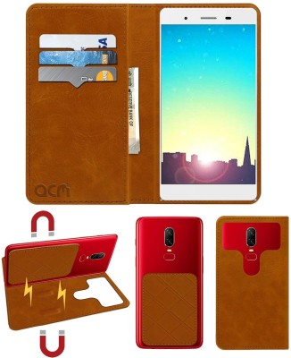 ACM Flip Cover for Lava Iris X10(Gold, Cases with Holder, Pack of: 1)