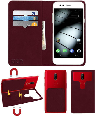 ACM Flip Cover for Gigaset Me-4g(Maroon, Cases with Holder, Pack of: 1)