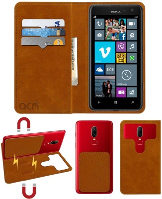 ACM Flip Cover for Nokia Lumia 625(Gold, Cases with Holder, Pack of: 1)