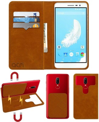 ACM Flip Cover for Lava Iris Fuel F1(Gold, Cases with Holder, Pack of: 1)