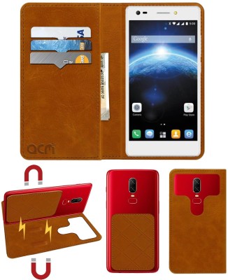 ACM Flip Cover for Lava Iris X5 4g(Gold, Cases with Holder, Pack of: 1)