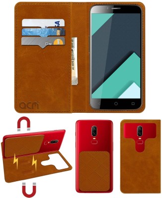 ACM Flip Cover for Karbonn Quattro L50 Hd(Gold, Cases with Holder, Pack of: 1)