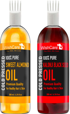 

WishCare 100% Pure Cold Pressed Kalonji Black Seed Oil & Sweet Almond Oil - 200Ml Each Cleansing Oil(400 ml)