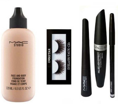 

OWNSTAR Eyelash And 3 in 1 (Eyebrow Pencil, Eyeliner, Mascara) And FACE AND BODY FOUNDATION FOR ALL SKIN TYPE Foundation(Set of 3)