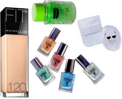 

Ultimate silicon puff, professional nail polish pack of 5 with nail polish remover, fit me foundation(Set of 8)