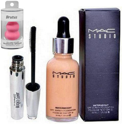 BRUTUS Sponge puff, Mascara, Studio WaterWeight Foundation(Set of 3)