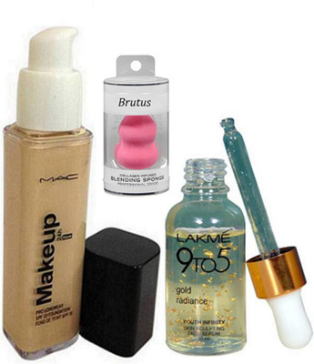 

BRUTUS Sponge Puff, Gold Radiance Serum, Makeup 24H Foundation(Set of 3)