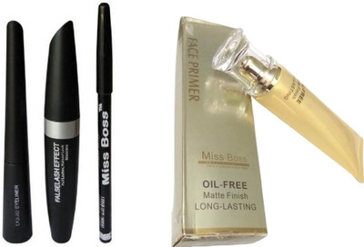 

Miss Boss 3 in One Eyeliner & eyebrow Pencil & Mascara, Oil-Free Long-Lasting Matte primer 40ml(Set of 4)