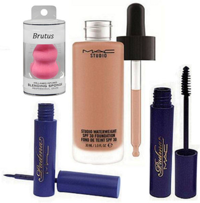 

BRUTUS Sponge Puff & Eyeliner, Mascara With Studio Waterweight Foundation(Set of 4)