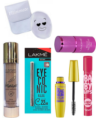 

Ultimate Silicon Puff, Prep+Prime Highlight, Eyeconic Kajal, Mirror Nail Polish, The Magnum Mascara & Baby Lips(Set of 6)
