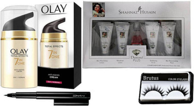 

BRUTUS Eyelashes, Total Effect 7in one cream, Diamond Facial Kit, Pen Eyeliner(Set of 4)