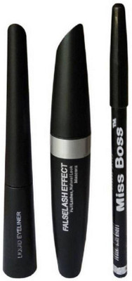 

Miss Boss Eyebrow Pencil Black & Liquid EyeLiner & Mascara, set of 3(Set of 3)