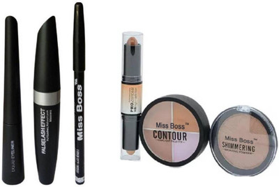 

Miss Boss 3 in One Eyeliner & eyebrow Pencil & Mascara, kb contour stick 3 in1 Concealer 34gm combo(Set of 4)