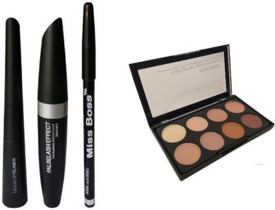 

Miss Boss 3 in One Eyeliner & eyebrow Pencil & Mascara, kb concealer 25 gm combo(Set of 4)