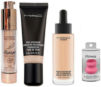 

Ultimate Silicon Puff & Pro Longwear & Studio Waterweight Foundation & Highligh(Set of 4)