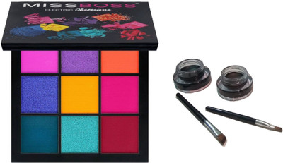 

Miss Boss hb Eyeshadow Palette - Electric obsession 10.0 g ,kb longwear gel eyeliner combo , pack of 2(Set of 2)