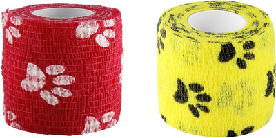 

A-TAPE Self Adhesive Bandage Cohesive Red & Yellow Paw Prints (5 cm X 4.5 meters, Pack of 2) Elastic Crepe Bandage(5 cm)
