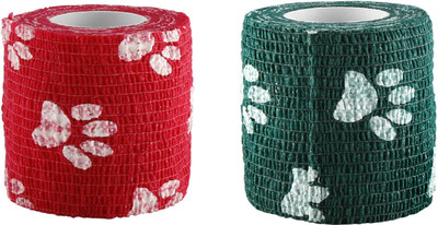 

A-TAPE Self Adhesive Bandage Cohesive Red & Green Paw Prints (5 cm X 4.5 meters, Pack of 2) Crepe Bandage(5 cm)
