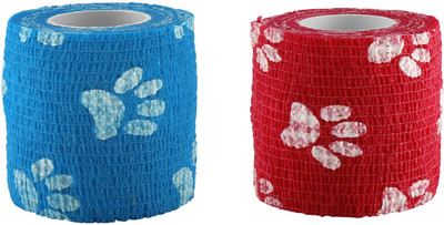 

A-TAPE Self Adhesive Bandage Cohesive Red & Blue Paw Prints (5 cm X 4.5 meters, Pack of 2) Elastic Crepe Bandage(5 cm)