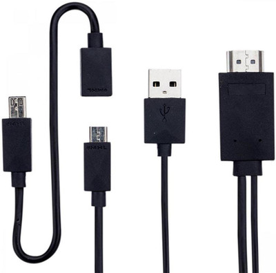 

happy pops 1080P Micro USB MHL to HDMI Converter With Micro 5Pin USB & Micro 11 Pin USB HDMI Cable(Compatible with Mobile, Black)