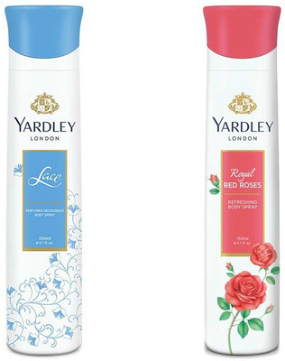 

Yardley London London Lace , Royal Red Rose Body Spray - For Men & Women(300 ml, Pack of 2)