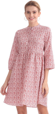 U.S. POLO ASSN. Women Pleated Red Above Knee/Mid Thigh Length Dress
