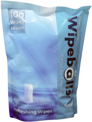 

Wipeballs Disposable Compressed Portable Face Care Cleaning Natural Wipes(Pack of 100)