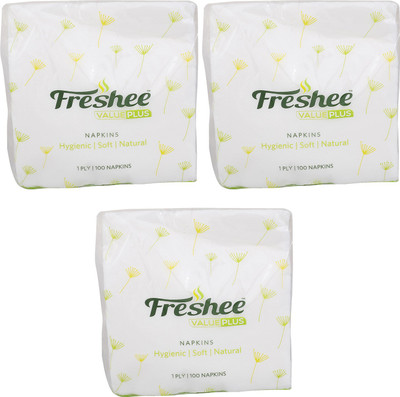 

Freshee 100 Sheets 1 Ply Virgin Fiber Tissue In Pack Of 3 Value Plus Range That Offer Fresh Soft And Hygienic Experience(Pack of 100)