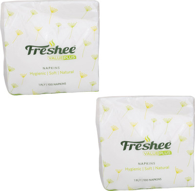 

Freshee 100 Sheets 1 Ply Virgin Fiber Tissue In Pack Of 2 Value Plus Range That Offer Fresh Soft And Hygienic Experience(Pack of 100)