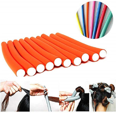 

GLAMOUROUI Magic Hair Foam Rollers Soft Twist Curler Rods For Your Hair (Multicolour) - Set of 10 Pieces Hair Clip(Multicolor)