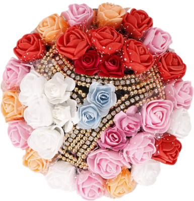 

HONBON Artificial Juda Hair Accessories For Women and Girls with Flower Work Juda For Festives Designer Stone Bridal Wedding party Bun(Multicolor)