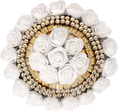 

HONBON Artificial Juda Hair Accessories For Women and Girls with Flower Work Juda For Festives Designer Stone Bridal Wedding party Bun(White)