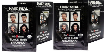 

Hair4Real Ammonia Free 5 Minute Instant Black Hair Color Shampoo And Dye With Free Gloves (25ml x 20 Sachets) Hair Color(Natural Black)