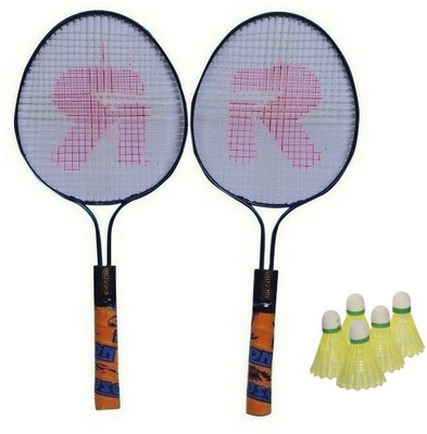 rajson Double Rod Small Size Badminton Racket Pair For Kids With 5 Shuttles Badminton Kit